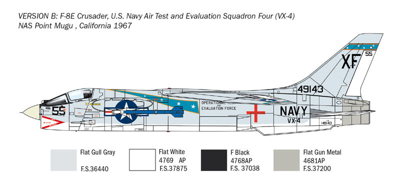 Vought F-8E Crusader, 1/72 Scale Plastic Model Kit Version B