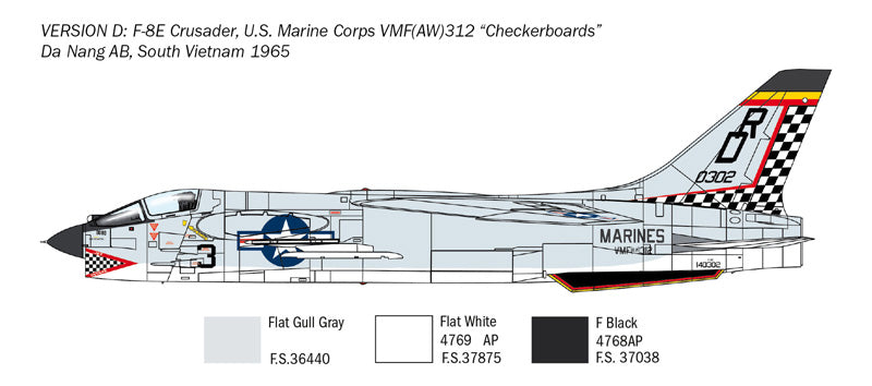 Vought F-8E Crusader, 1/72 Scale Plastic Model Kit Version D