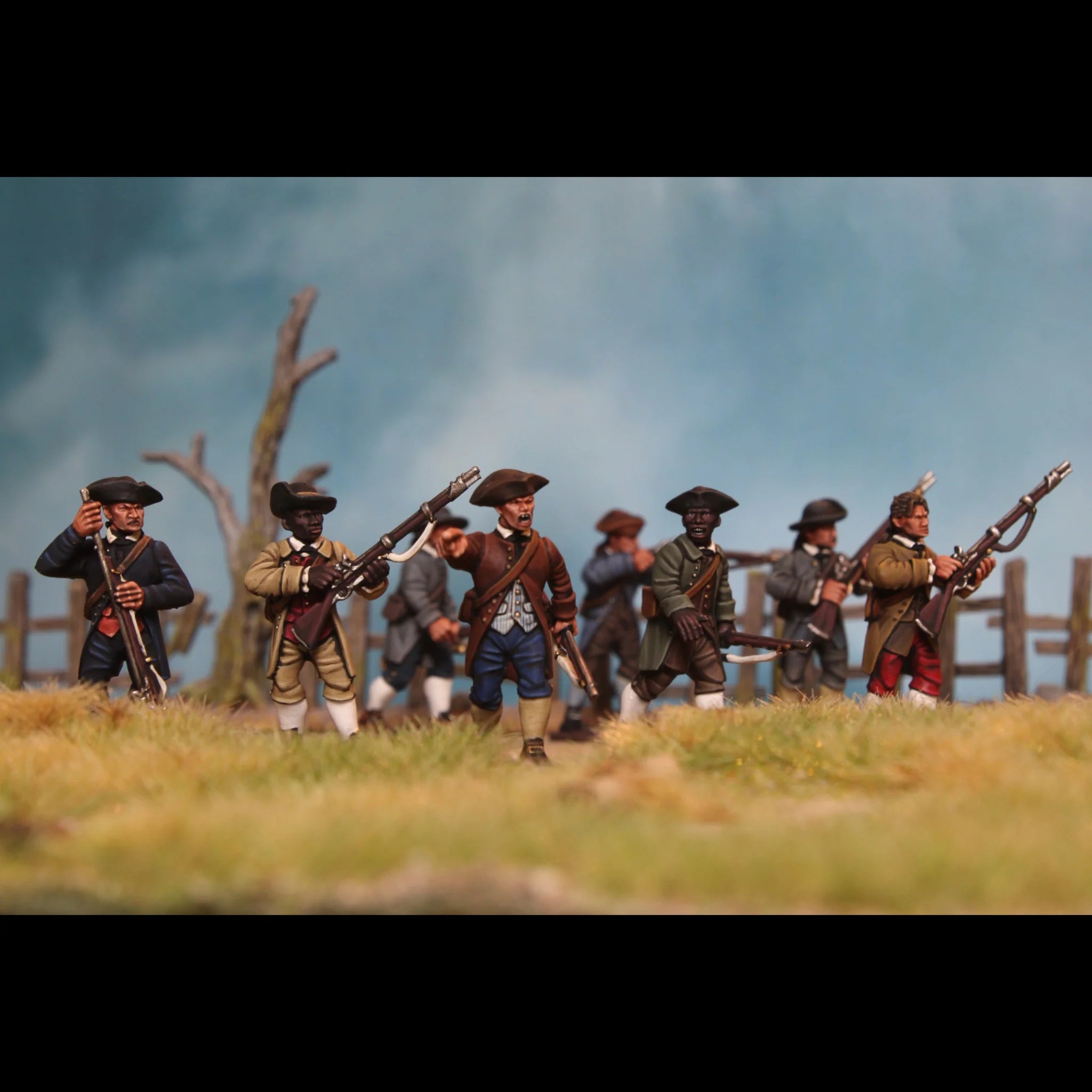  Painted Minutemen on historical battlefield display