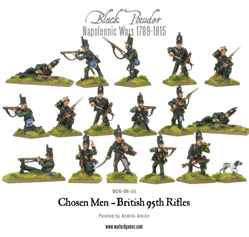 Black Powder Napoleonic Wars British 95th Rifles (Chosen Men), 28 mm Scale Model Figures Painted Examples