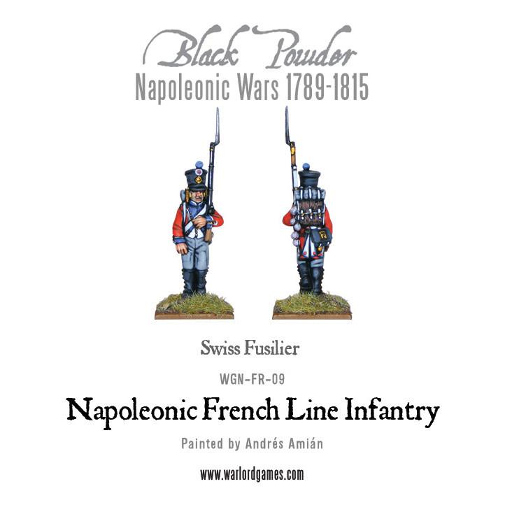 Black Powder Napoleonic Wars French Line Infantry 1806-1810, 28 mm Scale Model Figures Example Swiss Fusilier