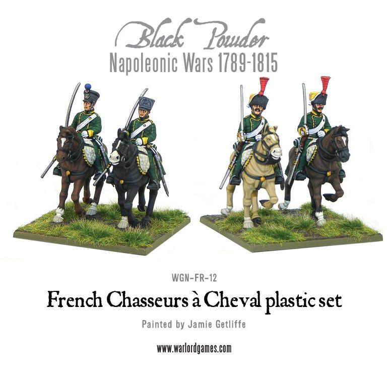 Black Powder Napoleonic Wars French Chasseurs à Cheval, 28 mm Scale Model Figures Close Up