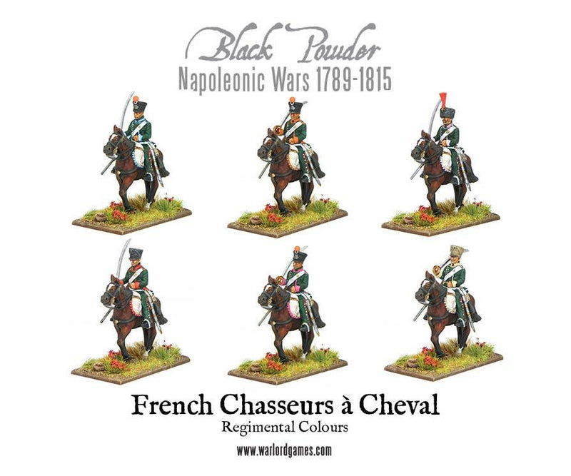 Black Powder Napoleonic Wars French Chasseurs à Cheval, 28 mm Scale Model Figures Individual Close Ups