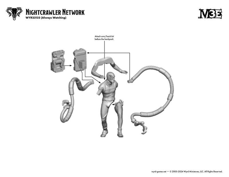 Malifaux (M3E) The Guild “Always Watching” 32 mm Scale Model Plastic Figures Night Crawler Network Instructions