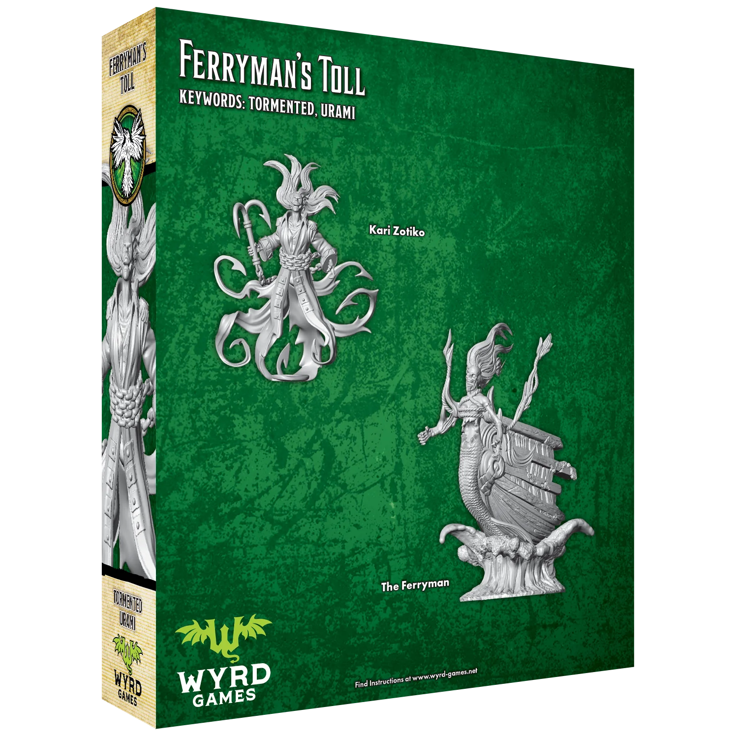 Malifaux (M3E) The Resurrectionist “Ferryman’s Toll”, 32 mm Scale Model Plastic Figures Back of Box