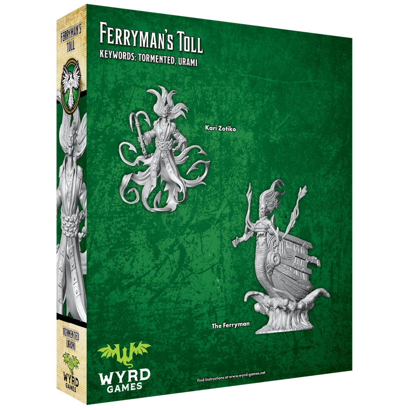 Malifaux (M3E) The Resurrectionist “Ferryman’s Toll”, 32 mm Scale Model Plastic Figures Back of Box