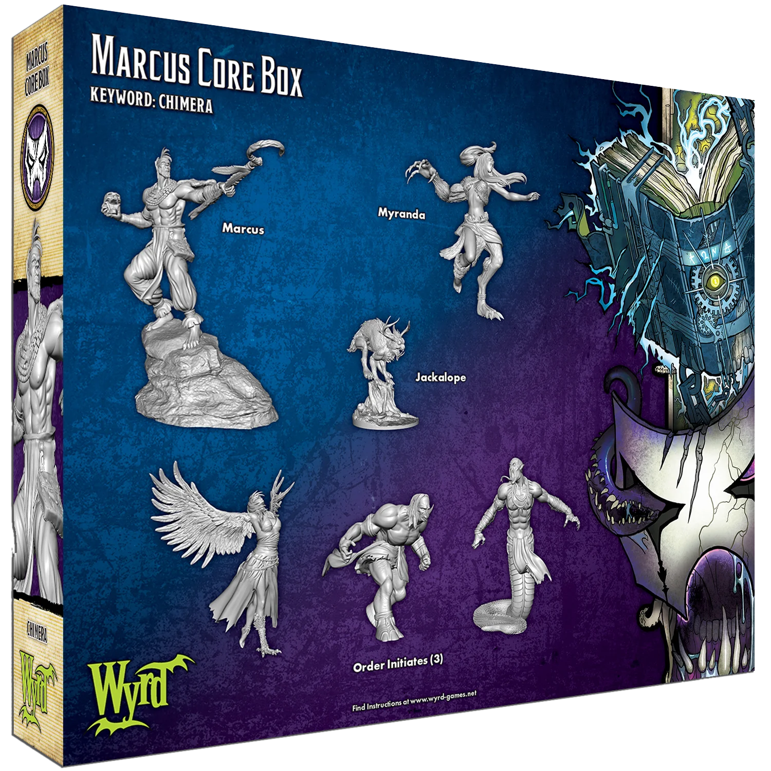 Malifaux (M3E) The Arcanists “Marcus Core Box”, 32 mm Scale Model Plastic Figures Back of Box