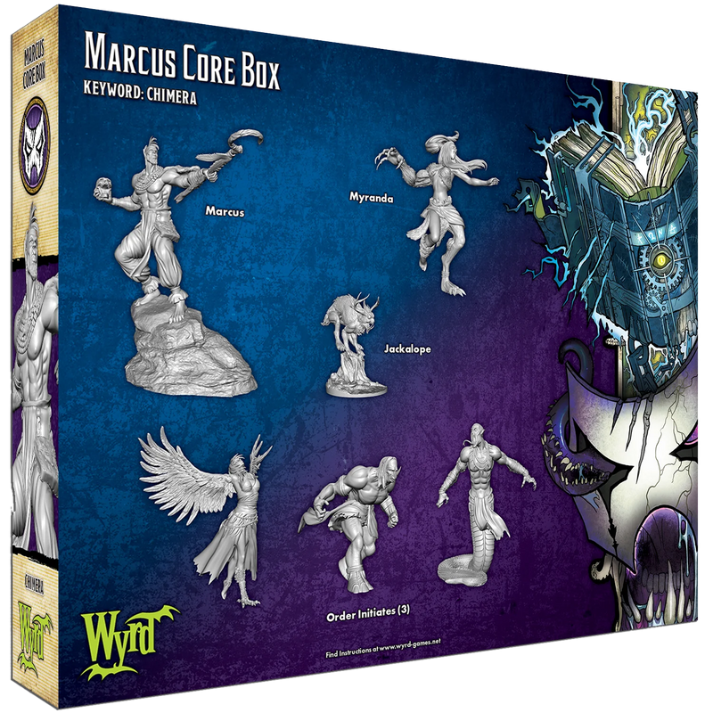 Malifaux (M3E) The Arcanists “Marcus Core Box”, 32 mm Scale Model Plastic Figures Back of Box