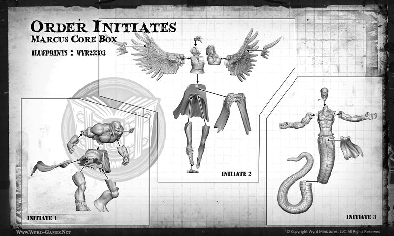 Malifaux (M3E) The Arcanists “Marcus Core Box”, 32 mm Scale Model Plastic Figures Order Initiates Instructions