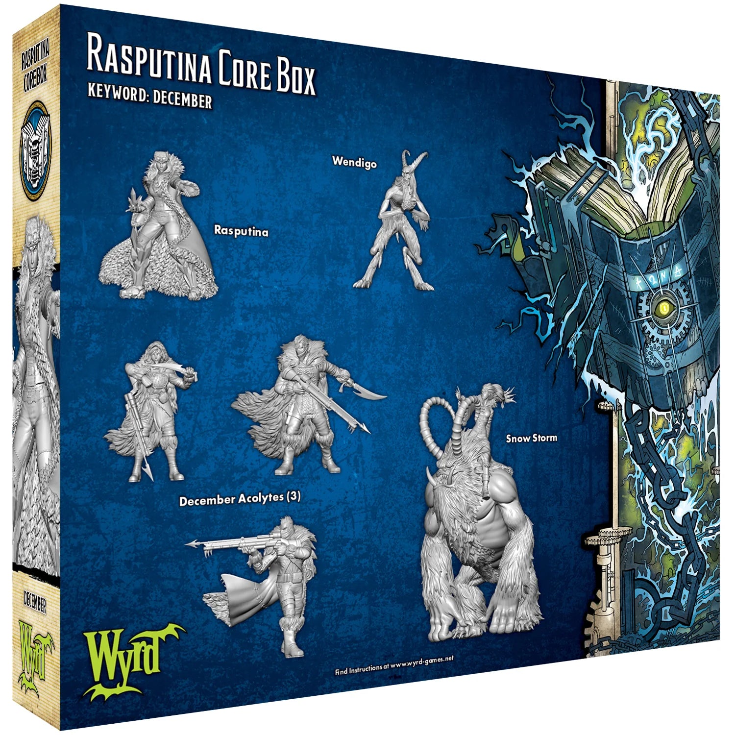 Malifaux (M3E) The Arcanists “Rasputina Core Box”, 32 mm Scale Model Plastic Figures Back of Box