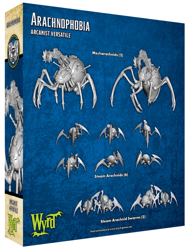 Malifaux (M3E) The Arcanists “Arachnophobia”, 32 mm Scale Model Plastic Figure Back of Box