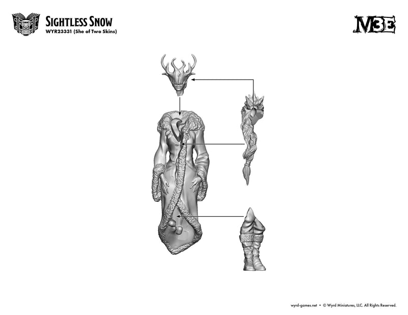 Malifaux (M3E) The Arcanists “She of Two Skins”, 32 mm Scale Model Plastic Figures Sightless Snow Assembly Instructions