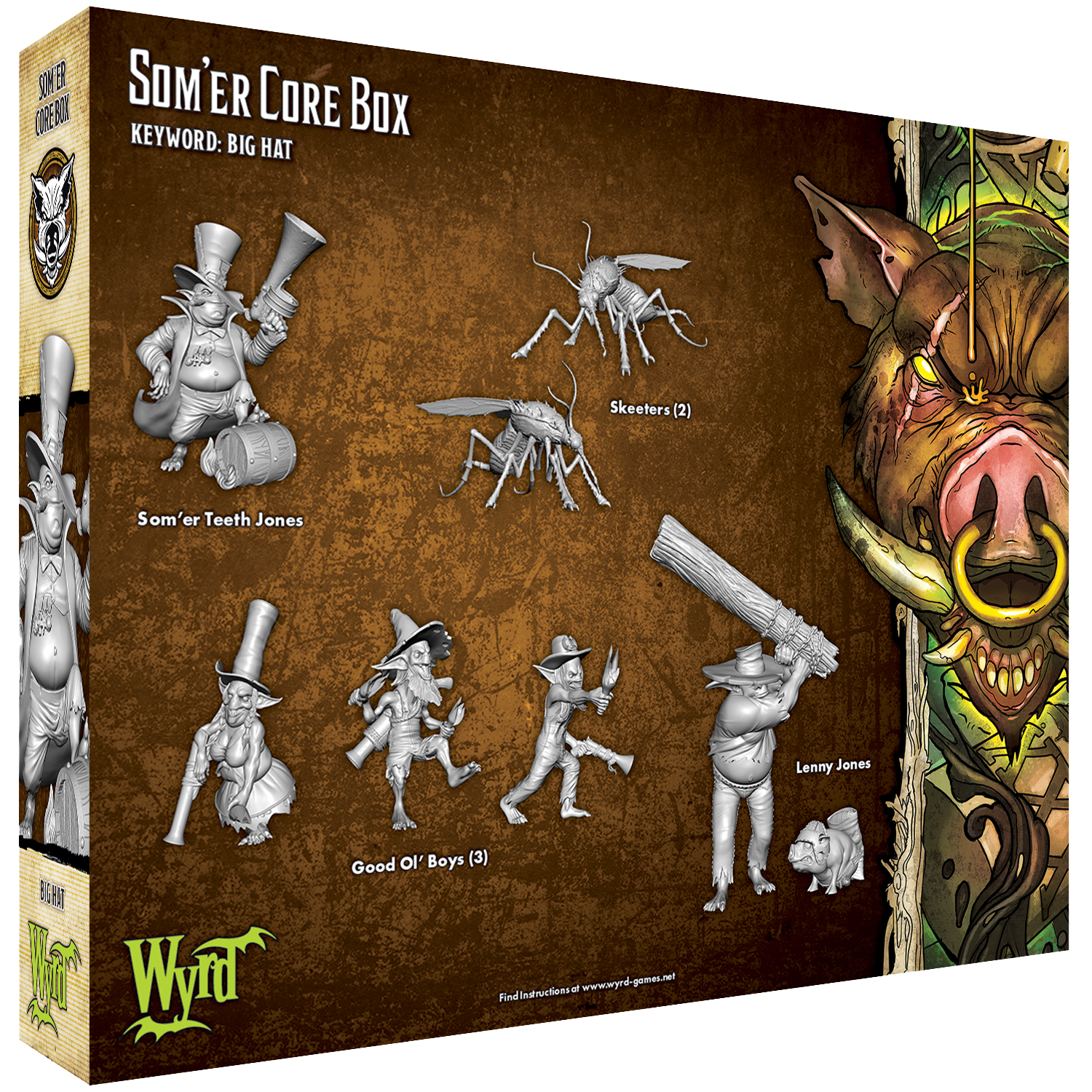 Malifaux (M3E) The Bayou “Som’er Core Box”, 32 mm Scale Model Plastic Figures Back of Box