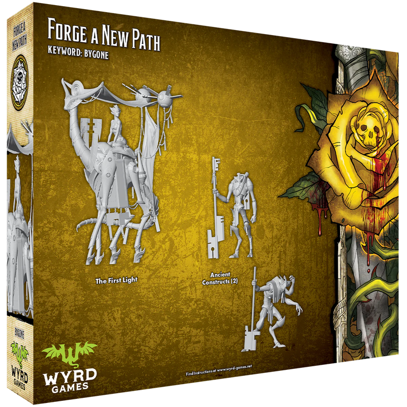 Malifaux (M3E) Outcast Bygone “Forge A New Path”, 32 mm Scale Model Plastic Figures Back of Box