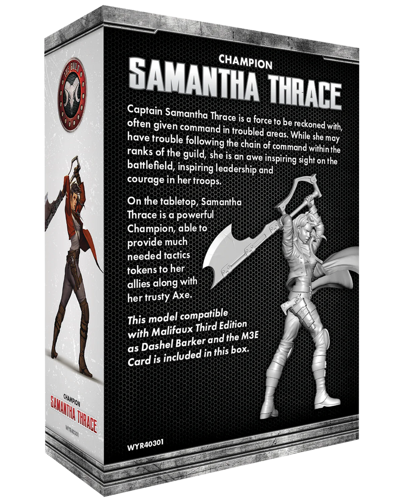 The Other Side – The Guild “Samantha Thrace” Champion, 32 mm Scale Model Plastic Figure Back of Box