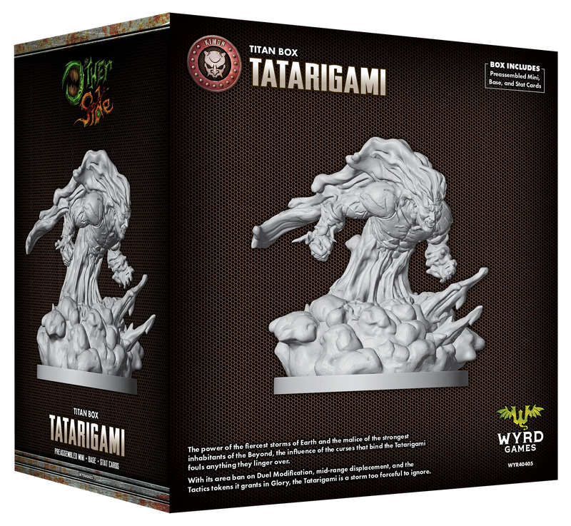 The Other Side Kimon “Tatarigami” Titan Box, 32 mm Scale Model Plastic Figure Back of Box