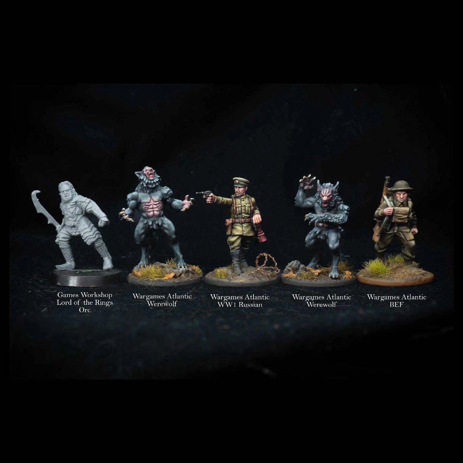 Werewolves, 28 mm Scale Model Plastic Figures Size Comparison