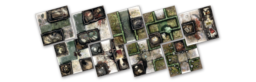 Zombicide: Green Horde Miniatures Game Set Game Tiles