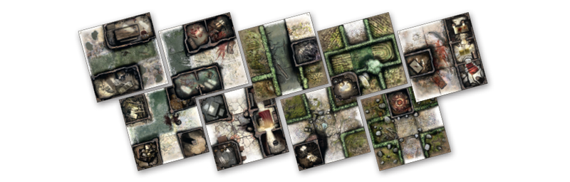 Zombicide: Green Horde Miniatures Game Set Game Tiles