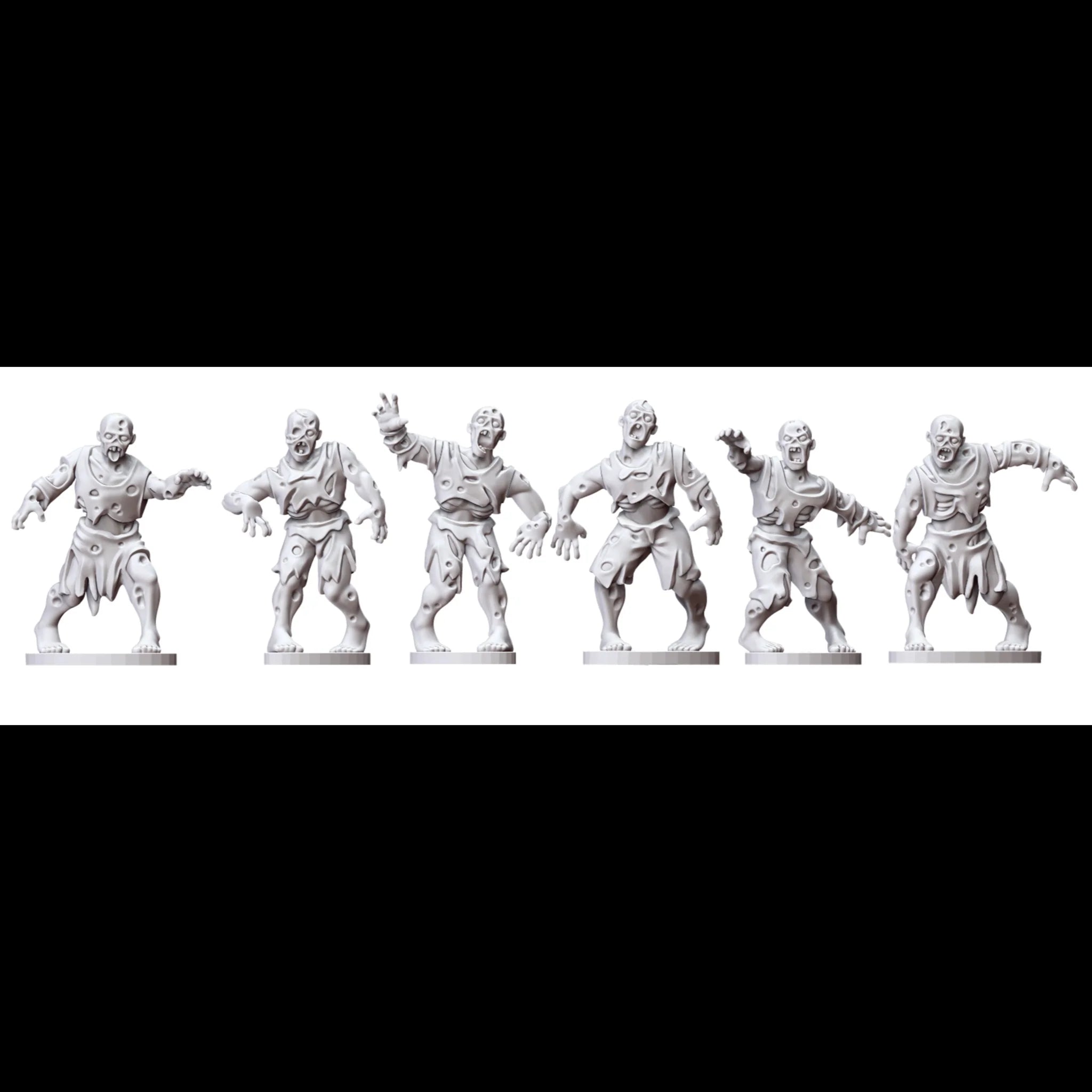 Zombies, 28 mm Scale Model Plastic Figures Unpainted Close Up