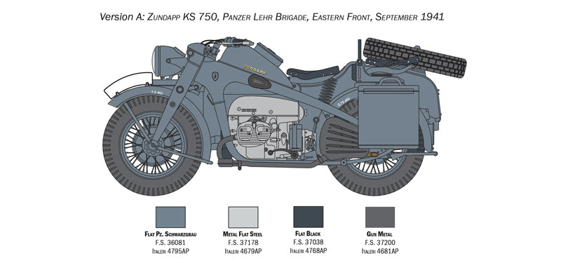 Zundapp KS 750 w/ Sidecar 1/9 Scale Plastic Model Kit Version A