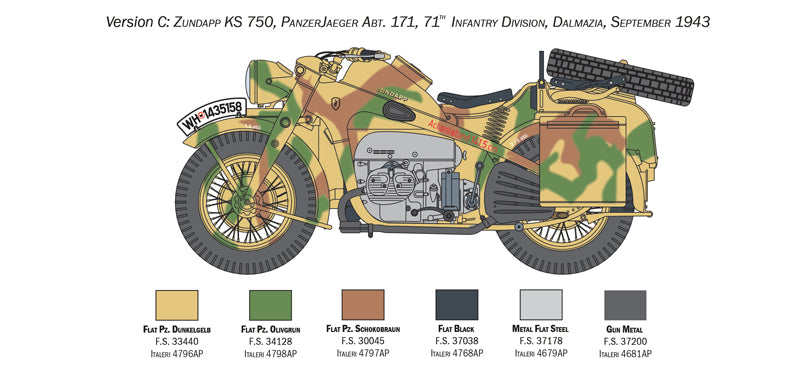Zundapp KS 750 w/ Sidecar 1/9 Scale Plastic Model Kit Version C