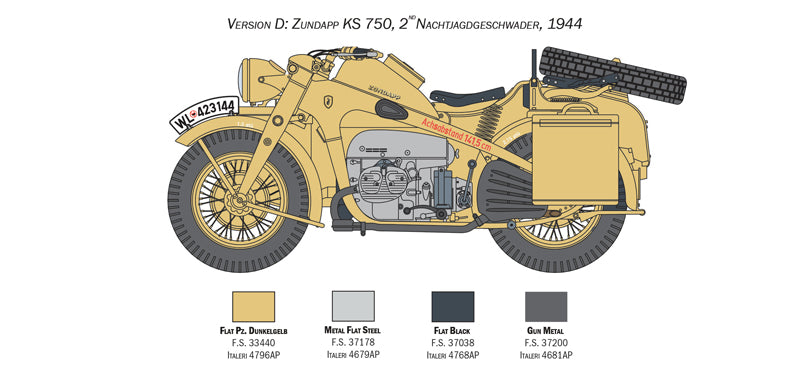 Zundapp KS 750 w/ Sidecar 1/9 Scale Plastic Model Kit Version D