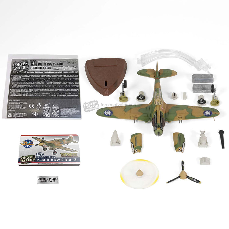 Curtiss P-40B / Tomahawk 81A-2 3rd Pursuit Squadron AVG “Flying Tigers” China 1942, 1:72 Scale Model Contents