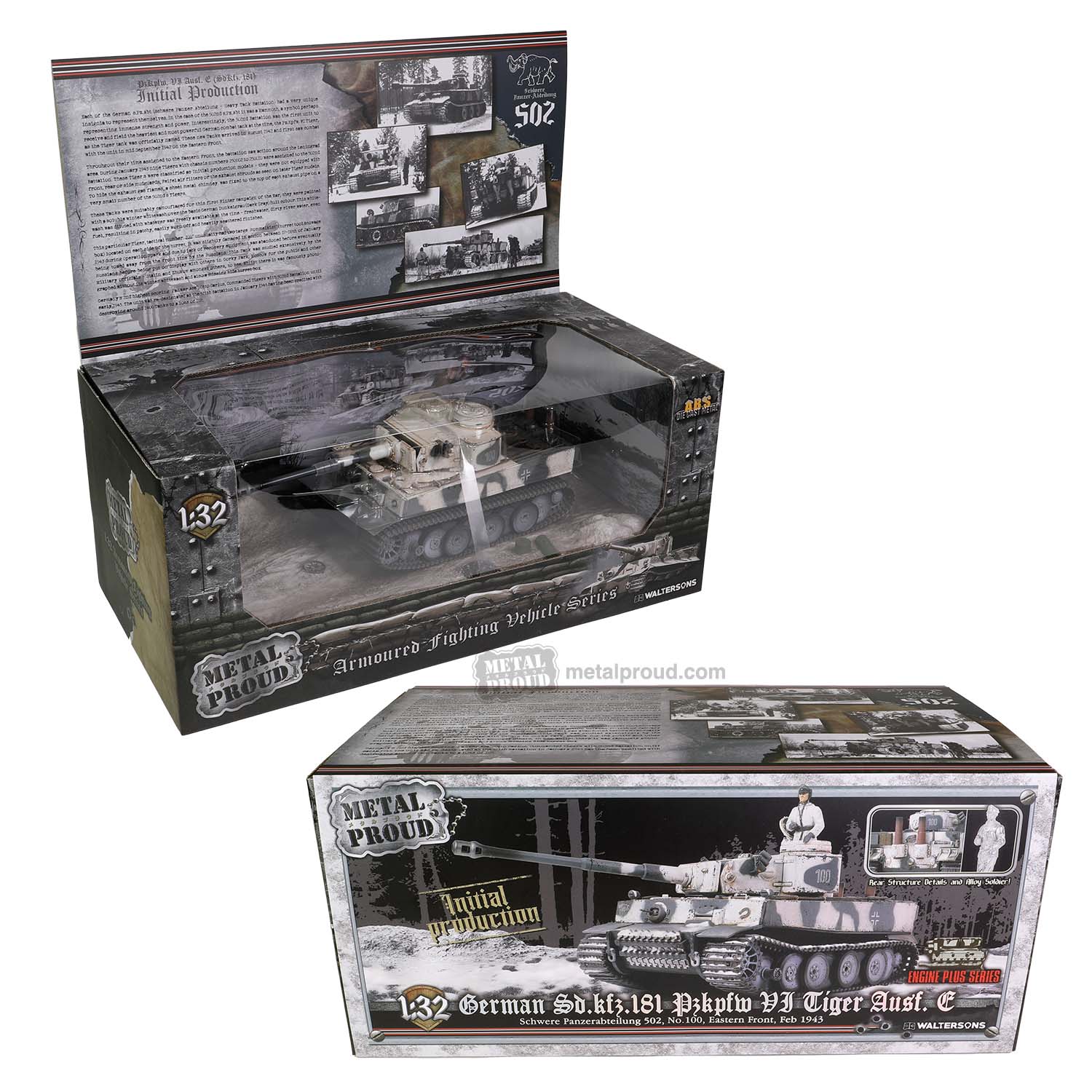 Sd.Kfz181 Pzkpfw VI Ausf. E (Tiger I), 502nd Heavy Tank Battalion No. 100, February 1943, 1/32 Scale Model Packaging