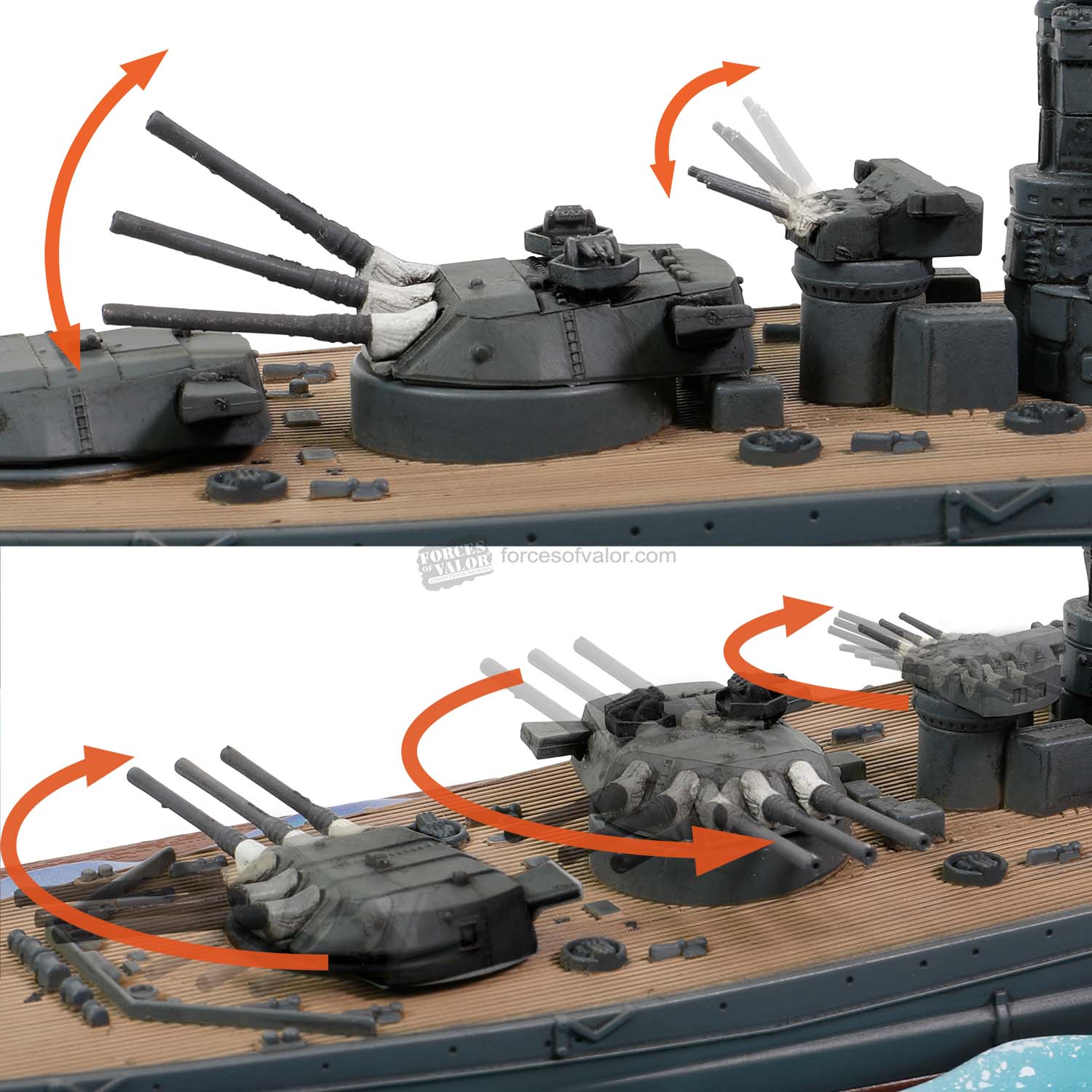 Imperial Japanese Navy Battleship Yamato (Waterline) 1:700 Scale Model Turret Details