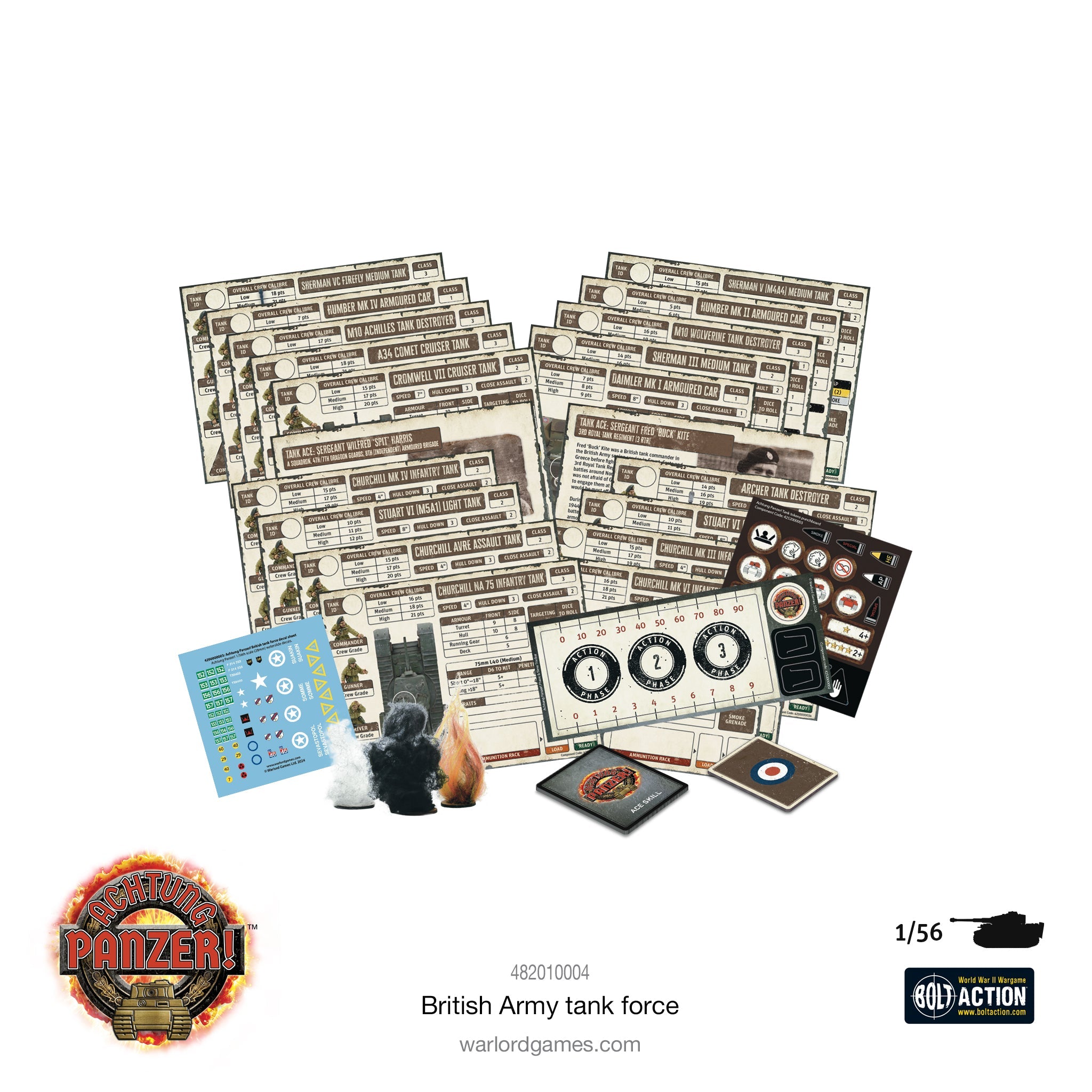 Warlord Games Achtung Panzer! British Tank Force Cards Decals and Tokens
