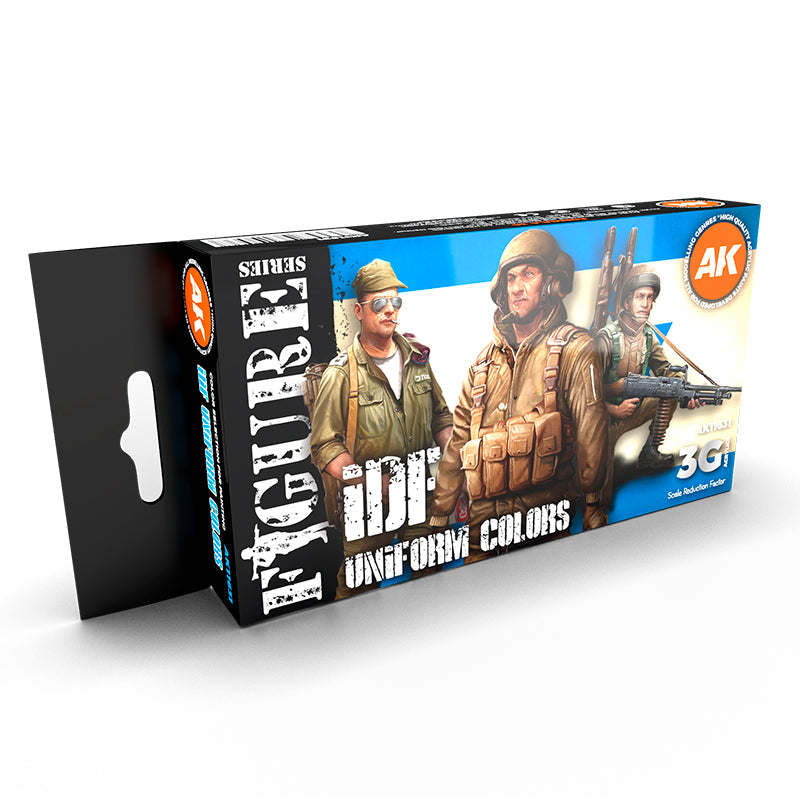 AK Interactive IDF Uniform Colors 6-paint set box from the 3rd Gen Figures Series.