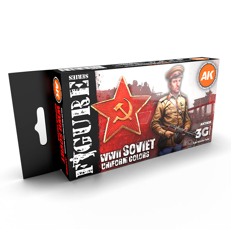 AK Interactive WWII Soviet Uniform Colors 6-paint set box from the 3rd Gen Figures Series