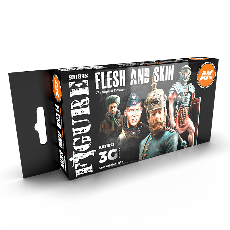 AK Interactive Flesh and Skin Colors set box from the 3rd Gen Figures Series highlighting the original selection.