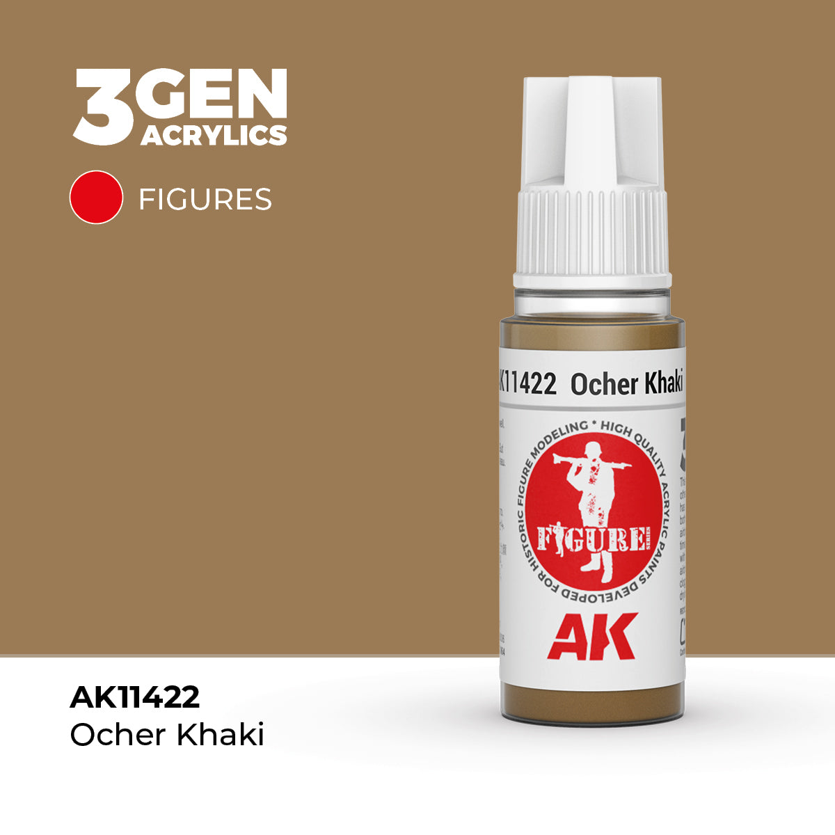 AK Interactive 3rd Gen Acrylic M-42 Ocher Khaki  AK11422 in a 17ml dropper bottle with patented viewing cap.
