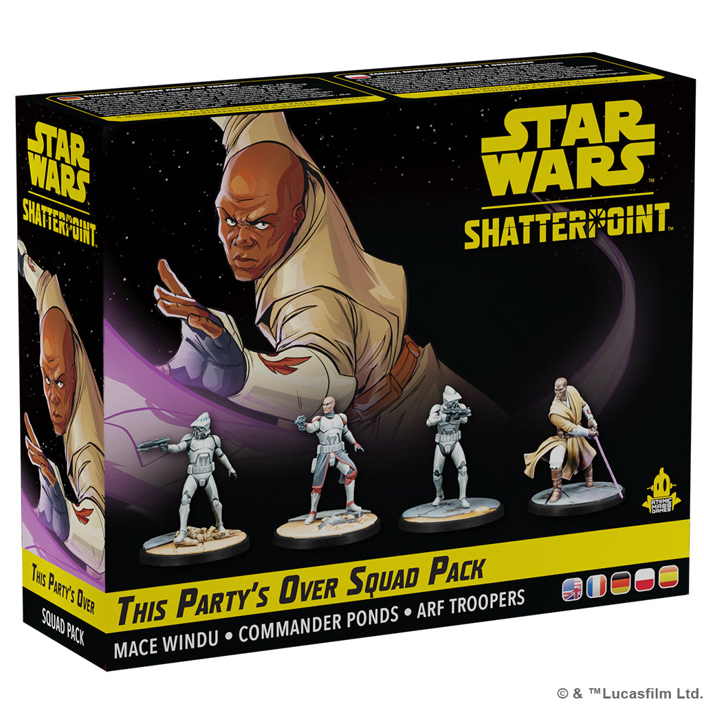 Star Wars Shatterpoint This Party's Over Squad Pack SWP08 official box art featuring Mace Windu