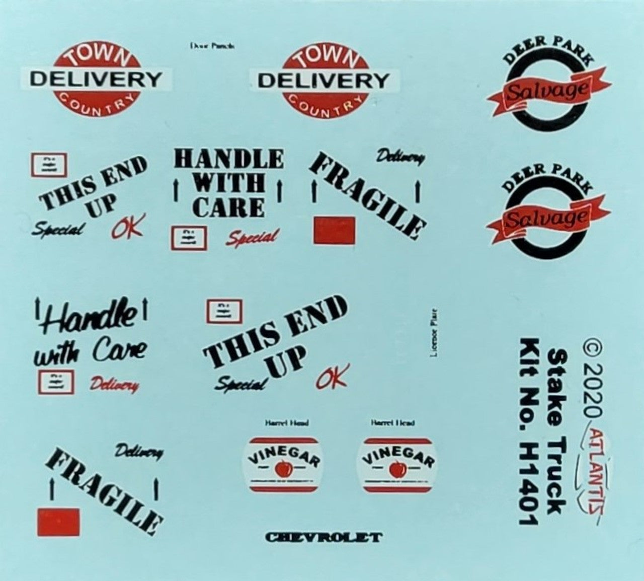 Atlantis Models 1955 Chevy Stake Truck Decals