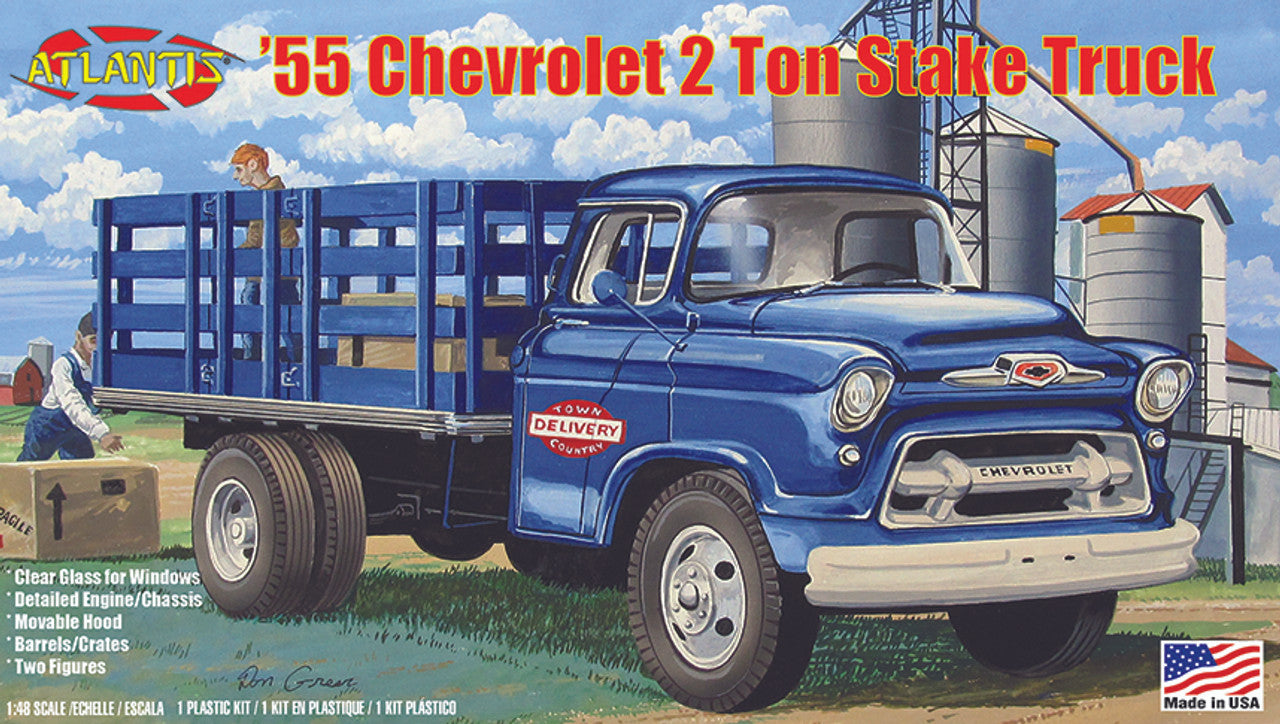 Atlantis 1955 Chevrolet 2 Ton Stake Truck 1:48 Scale Plastic Model Kit