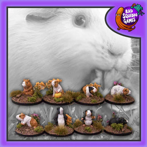 Bad Squiddo 28mm guinea pigs set front view miniatures