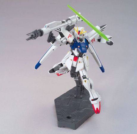 Bandai Spirits HGUC F91 Gundam-F91 1/144 scale posing with high-intensity Beam Launcher and Beam Saber