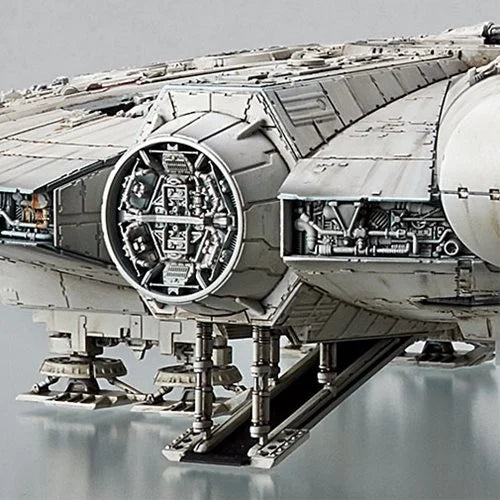 Detailed view of the boarding ramp and landing gear on the 1/144 Star Wars model kit