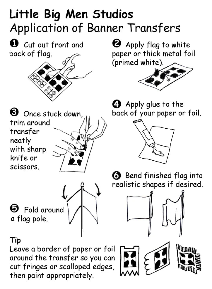 Banner Instructions Little Big Men Studios Elf Banner, Shield and Quiver Transfers Set #1 for Oathmark Elves 28mm
