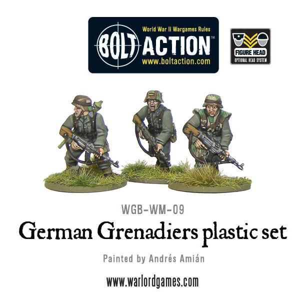 Bolt Action German Grenadiers WWII Late War German Infantry 28 mm Scale Model Figures Painted Examples with STG44 Assault Rifles