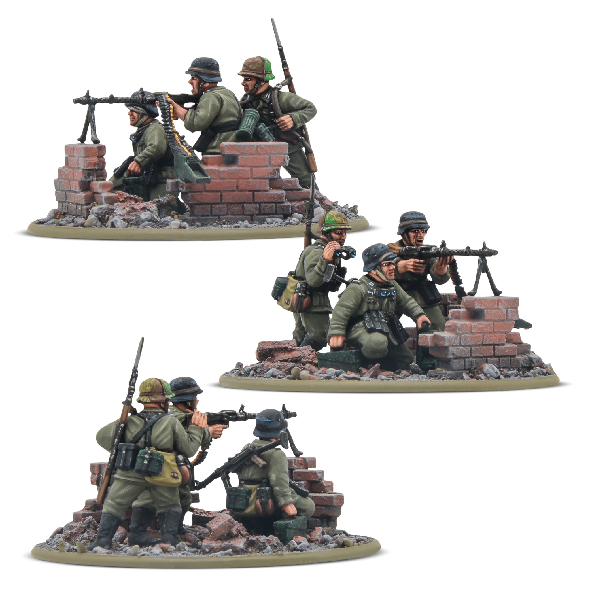 Bolt Action 28mm German MG34 Medium Machine Gun Team with Scenic Brick Details