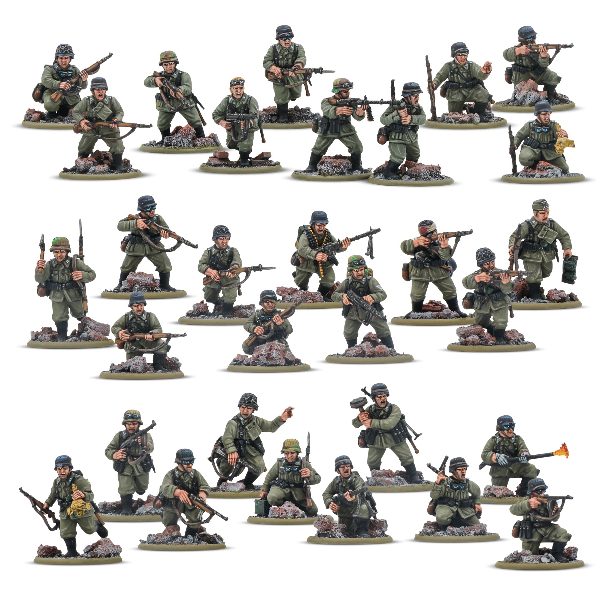 Painted 28mm German Veteran Infantry Squad for Bolt Action Tabletop