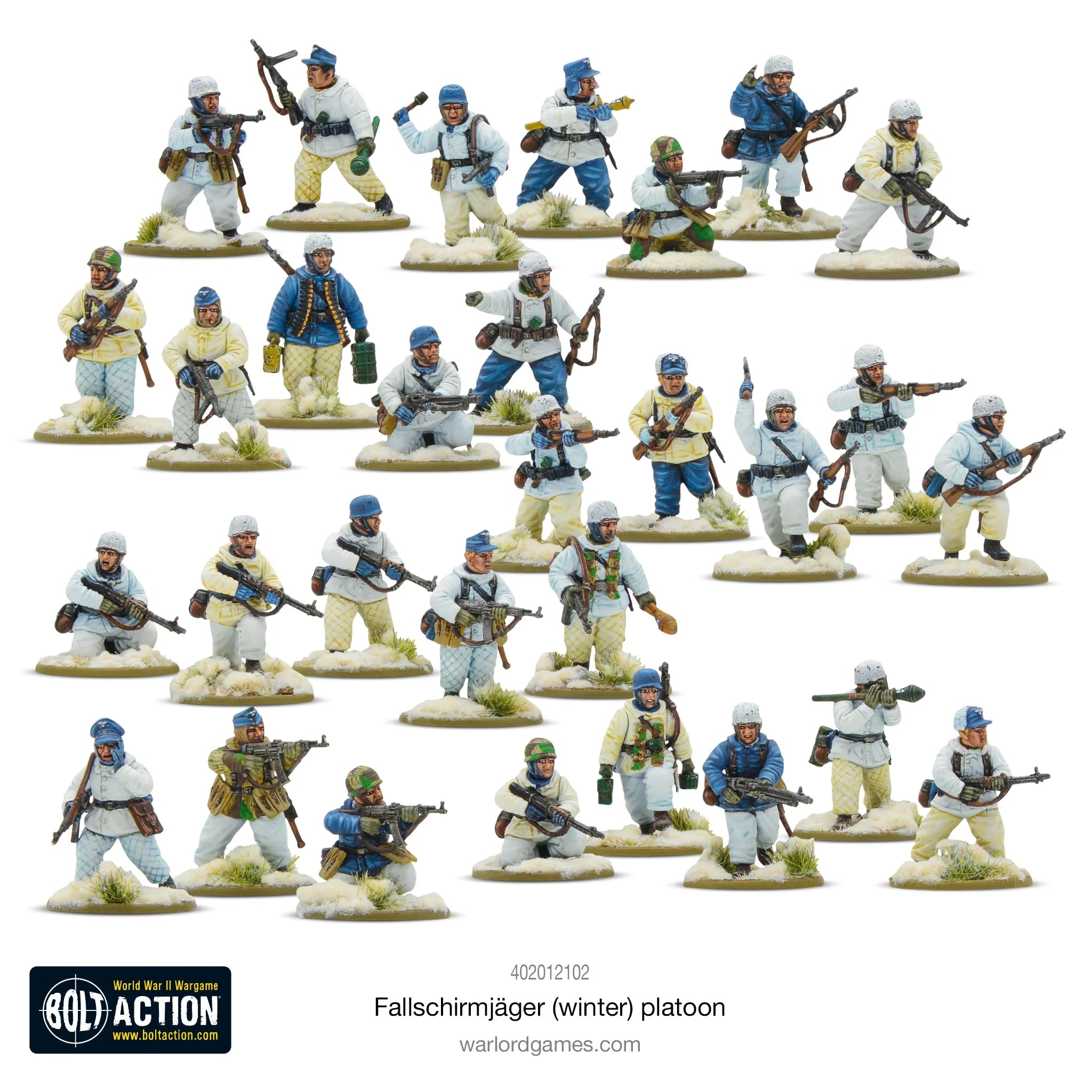 Warlord Games Bolt Action Winter Fallschirmjäger Platoon Painted Front ViewMiniatures