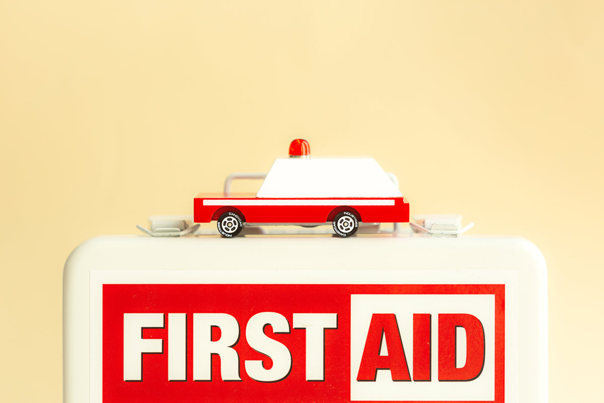 Candylab Toys Ambulance Wooden Vehicle – Displayed on First Aid Box Scene