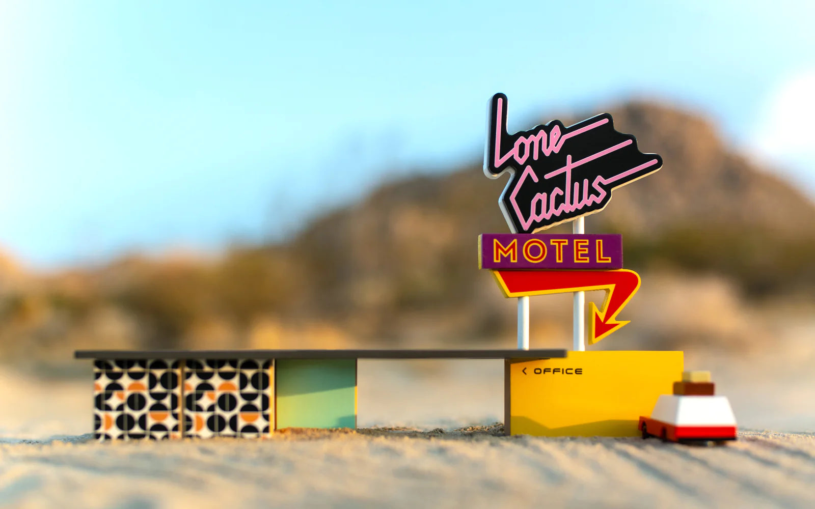 Candylab Toys Luggage Wagon Wooden Vehicle – Displayed at Lone Cactus Motel Scene