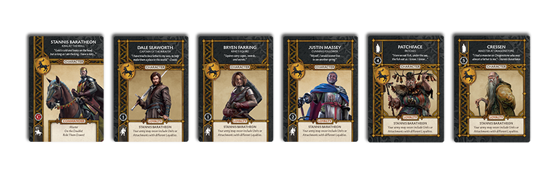 A Song of Ice & Fire House Baratheon Heroes 3 Miniatures Sample Cards