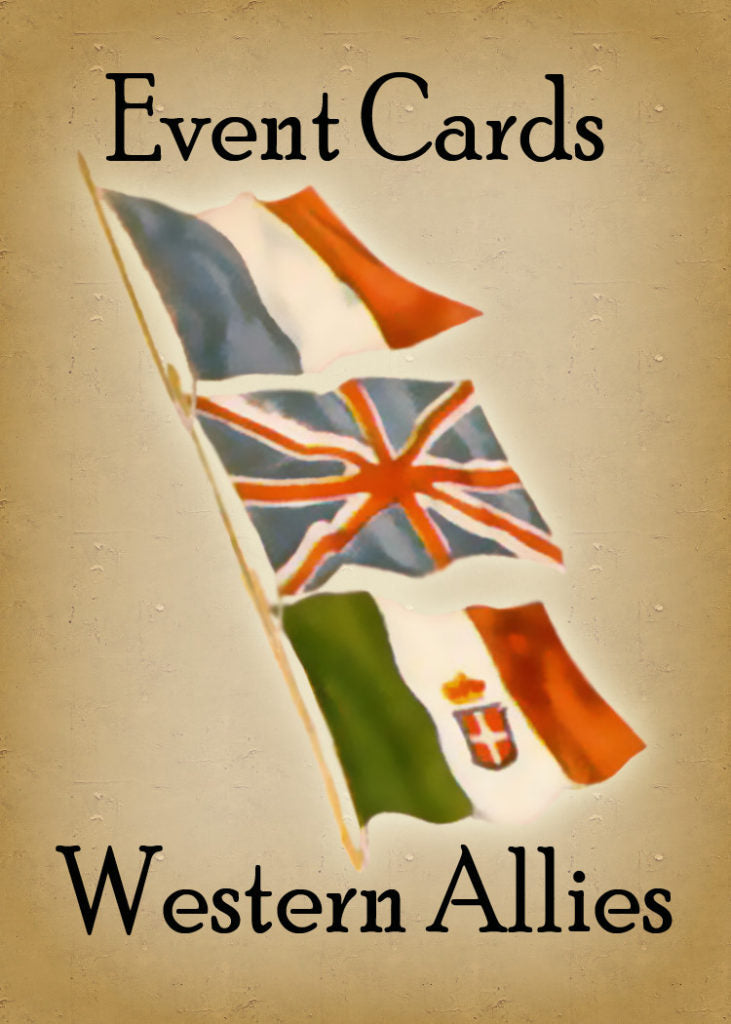 Front illustration card back for Western Allies Event Cards featuring Allied national flags